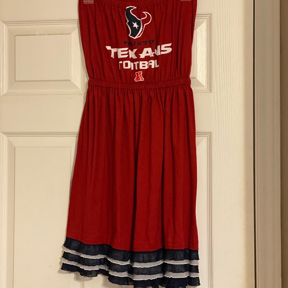 Custom made strapless jersey game day dress TEXANS